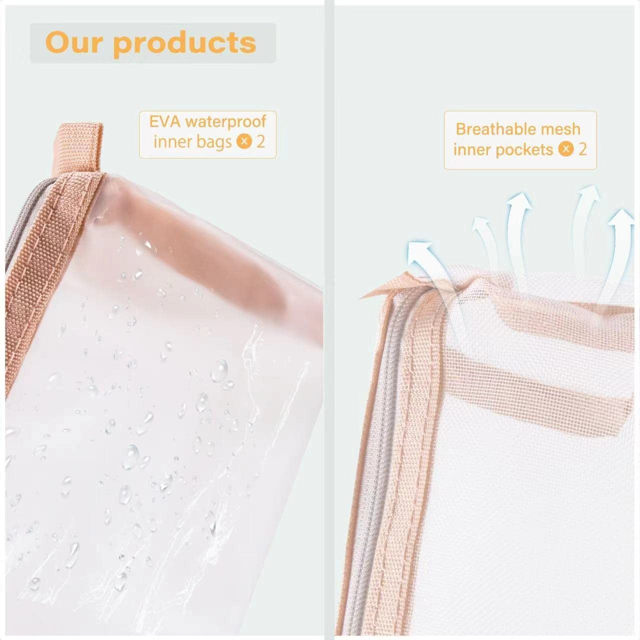 Ambiger Roll Up Hanging Makeup Bag for Women | Foldable Travel Toiletry Organizer with 4 Detachable Compartments | Waterproof Cosmetic Pouch (Pink) - Perfect for Travel, Gym, Camping & Daily Beauty Storage