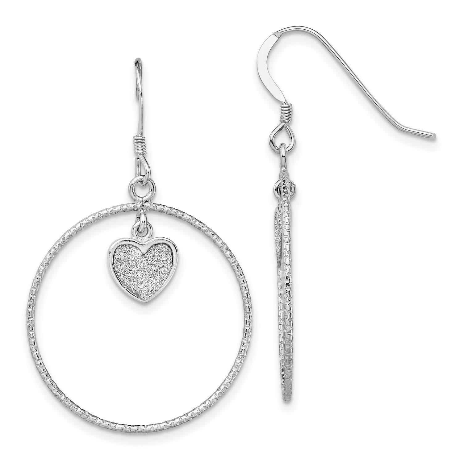 Elegant Sterling Silver Enamel Glitter Heart-Shaped Earrings (40.1x24.7mm) - Perfect for Valentine's Day Gifts, Anniversary Presents & Romantic Date Nights
