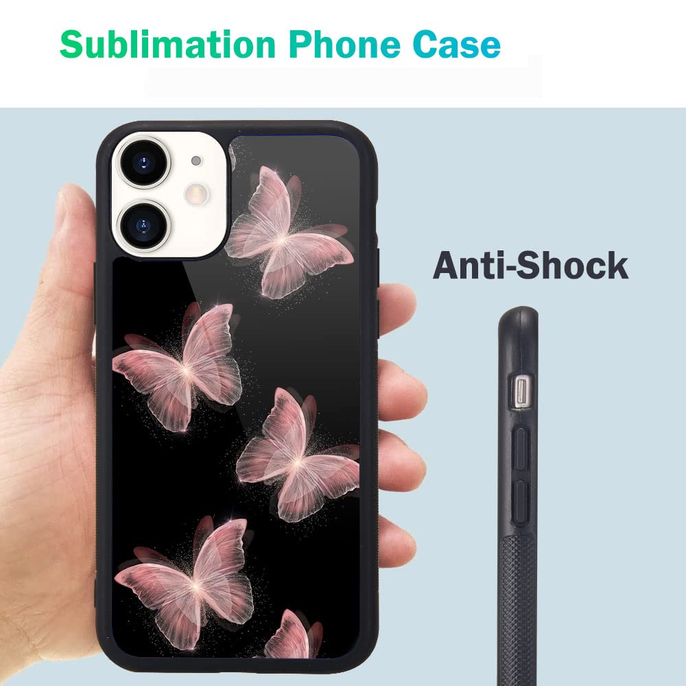 MAYCARI iPhone 12 Pro Max Case with Butterfly Design - Hard Back & Soft TPU Bumper Protective Cover for Women | Stylish Phone Case for Everyday Use, Work & Travel