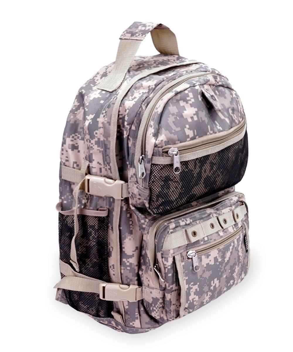 Everest Oversize Digital Camo Backpack - Military Style Tactical Rucksack for Hiking, Travel & School - Waterproof Durable Laptop Backpack with Multiple Pockets (One Size)