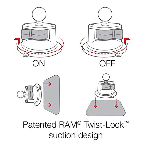 RAM Mounts Twist-Lock Suction Cup Base RAP-224-1U | Compatible with RAM B Size 1