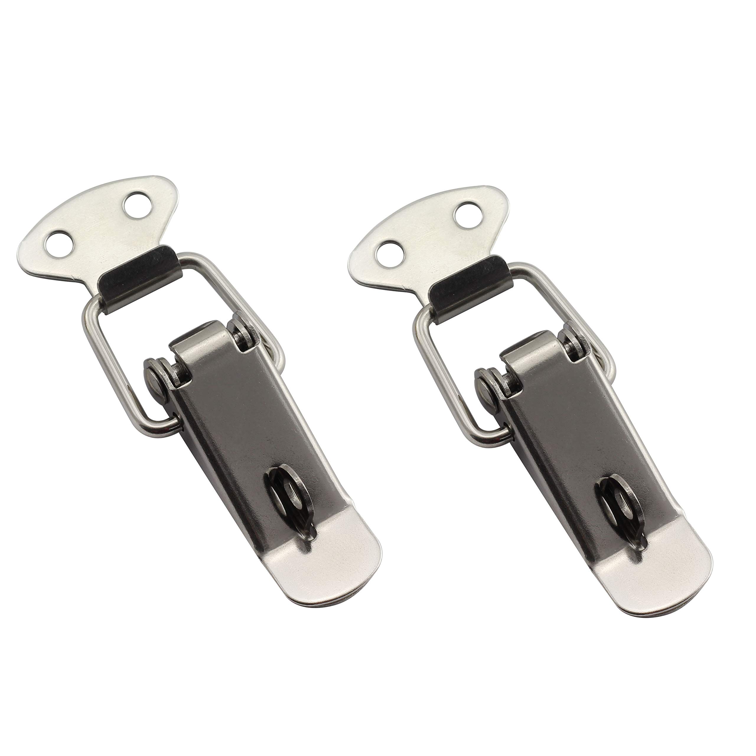 Stainless Steel Spring Loaded Latch Catch - 2 Pack Toggle Lock Hasp for Cabinet, Box & Suitcase Security (58mm) | Durable Duckbill Tension Lock for Home, Office & Travel Use