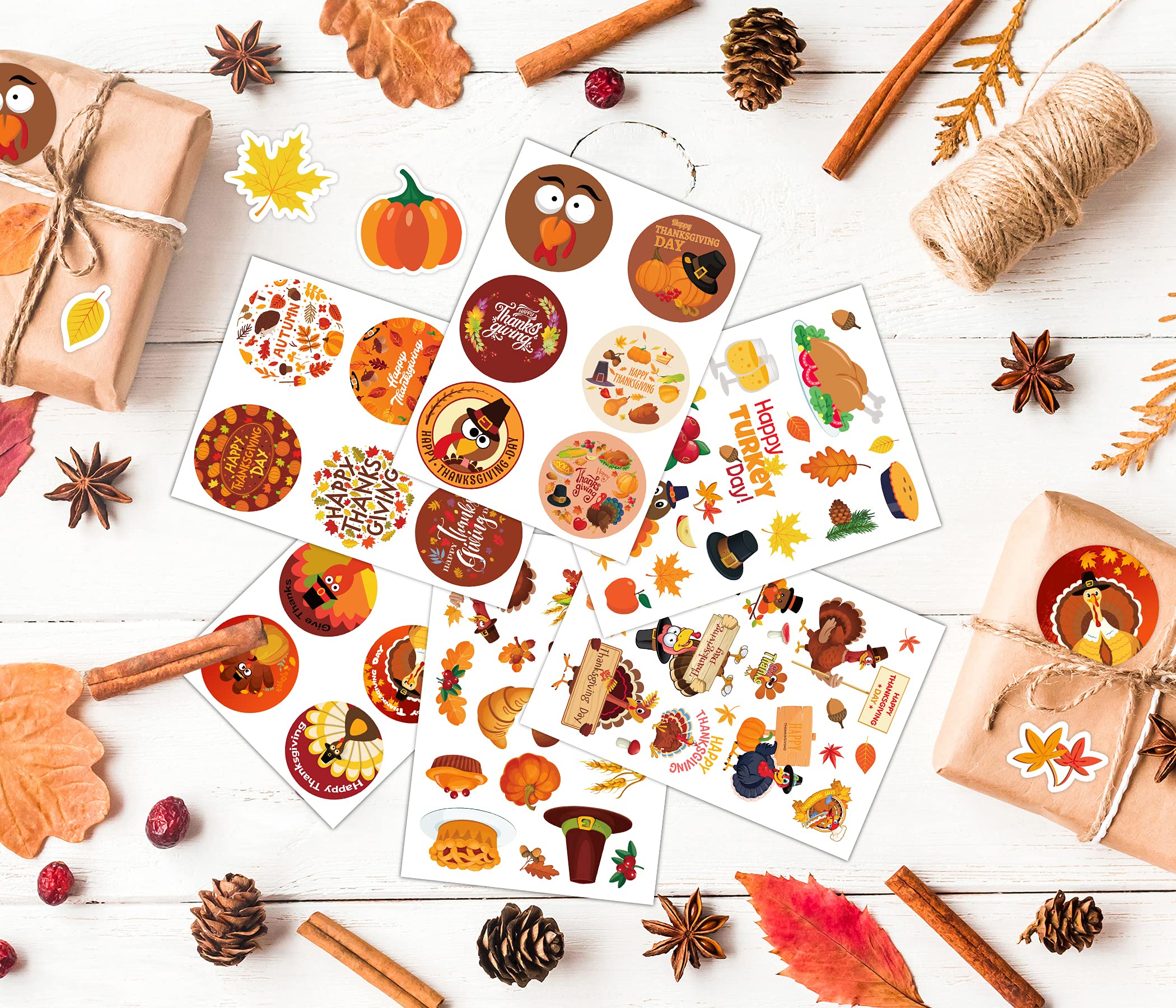 Thanksgiving Stickers for Kids - Fall Turkey Stickers, Happy Thanksgiving Stickers for Cards, Envelopes & Party Supplies | Perfect for DIY Crafts, Classroom Activities & Holiday Decorations