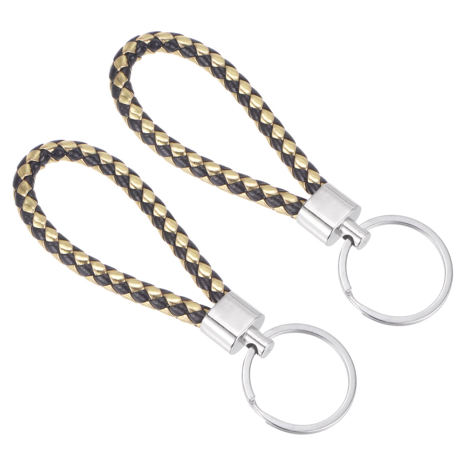 Braided Leather Keychains for Women & Men - Handmade Woven Key Ring Accessories with Durable Lanyard Strap - Perfect for Keys, Bags, Wallets & Backpacks (Gift Idea)