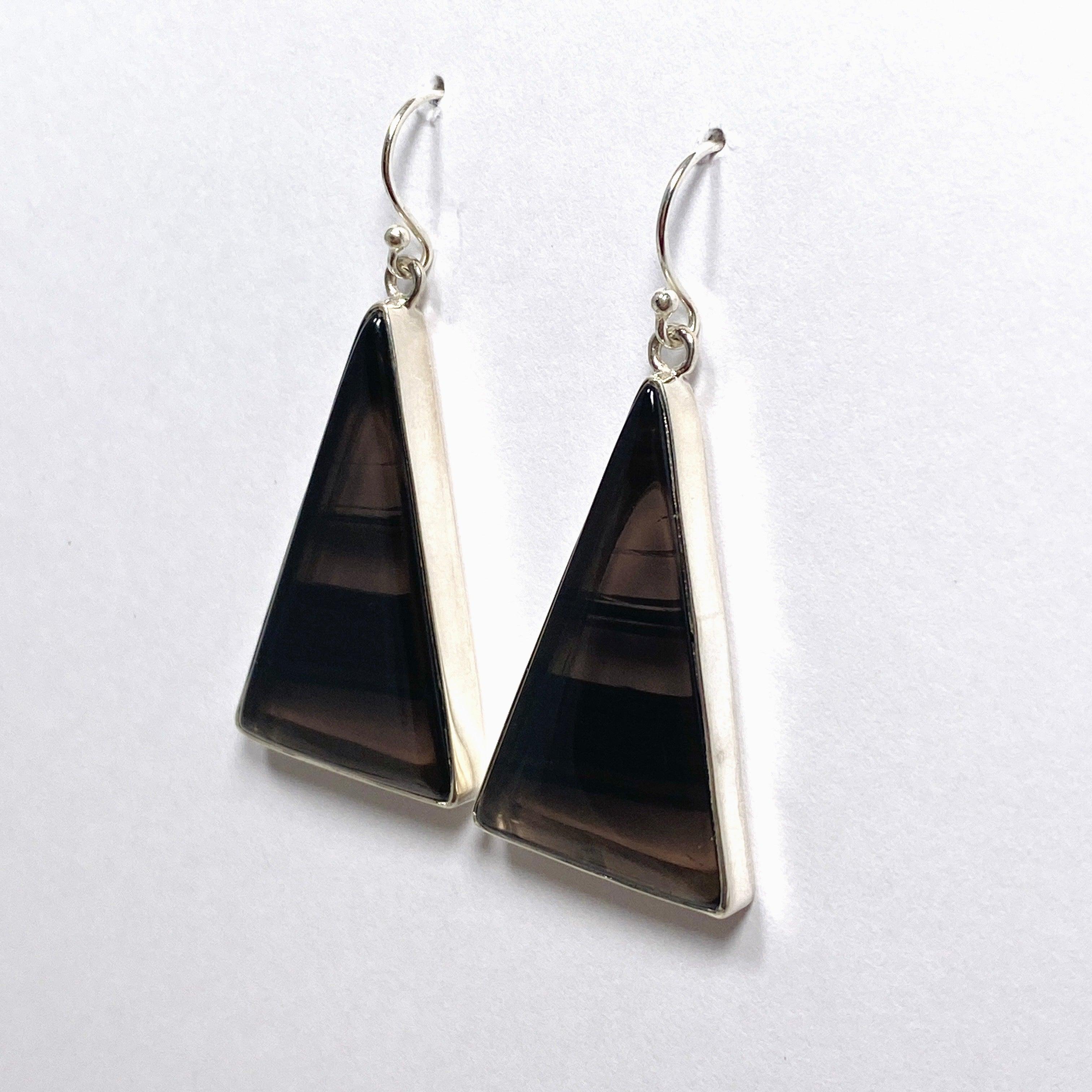 Midnight Obsidian Triangular Earrings for Women - Elegant Gothic Jewelry Set - Perfect for Parties, Weddings & Evening Events - KEGJ1499