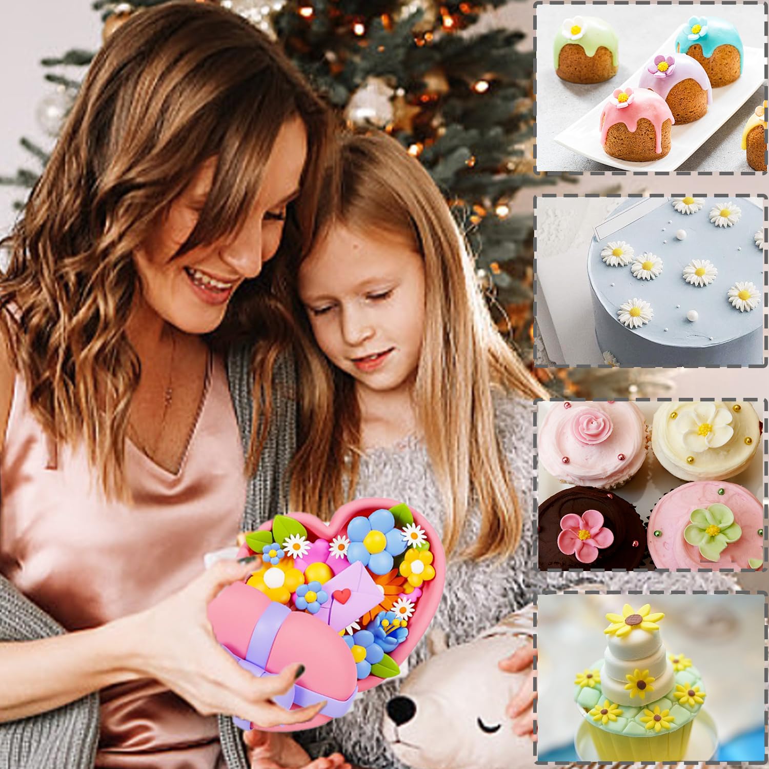 4Pcs Silicone Flower Molds Set - Rose & Daisy Chocolate Candy Molds for Baking, Fondant, Soap, Ice Cube & Wax Melts - Perfect for Cake Decorating, DIY Crafts & Party Treats