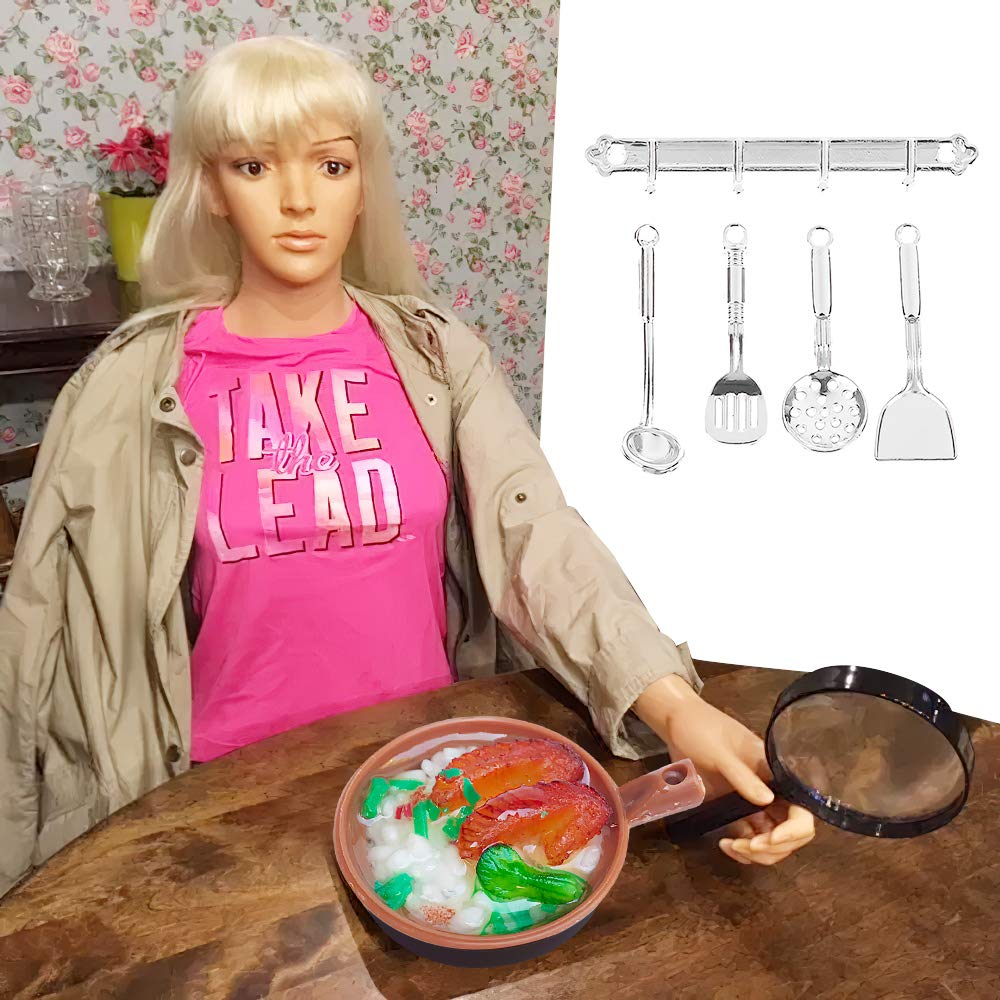 1:12 Scale Miniature Dollhouse Kitchen Accessories Set - Tiny Cookware, Food & Beverage Bottles for Dollhouse Decor, DIY Crafts, and Tabletop Displays