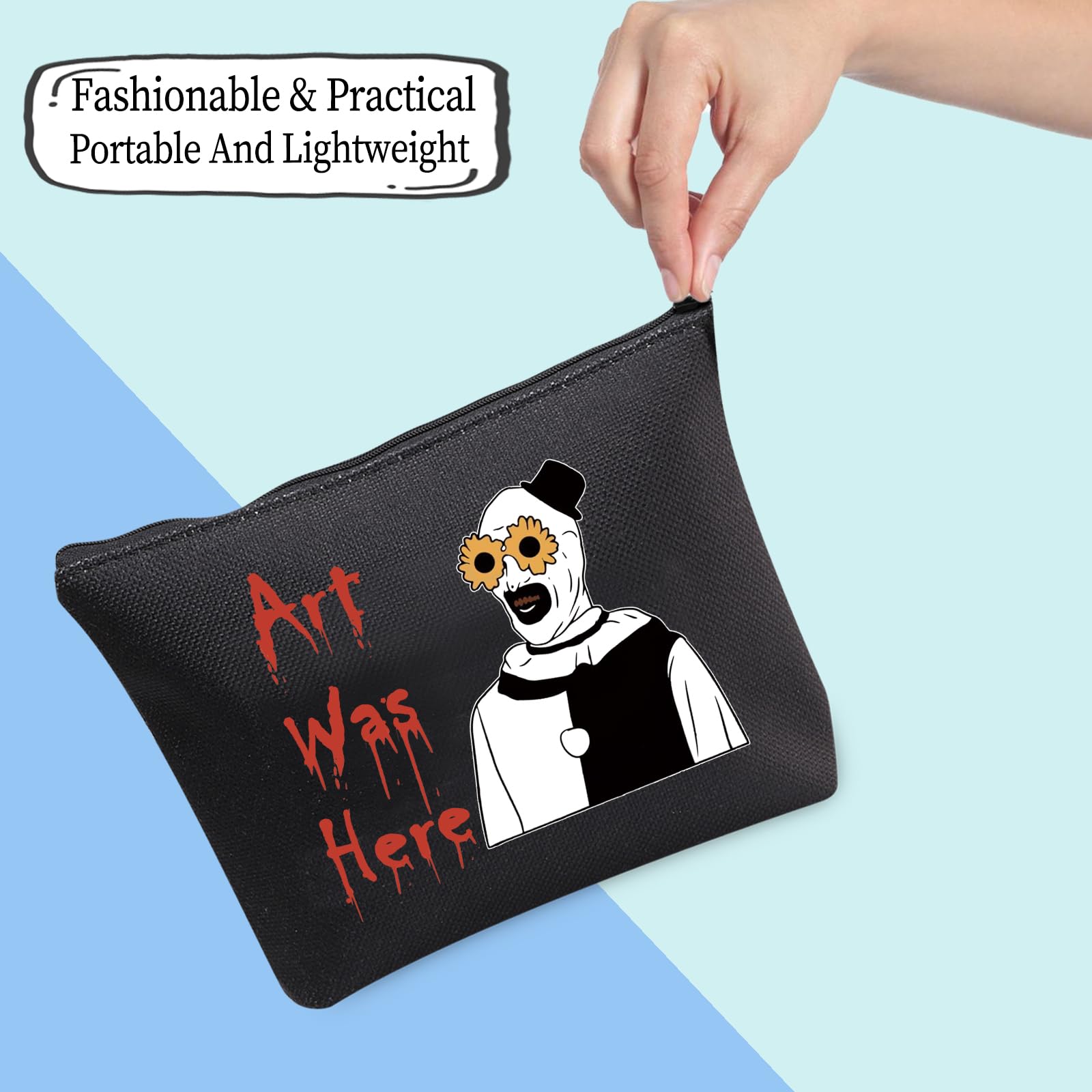 Horror Movie Lover Gift - Pennywise Themed Cosmetic Bag with Zipper - Halloween Clown Pouch - Perfect for Makeup Storage & Horror Fan Collections - Great for Halloween Parties & Movie Nights
