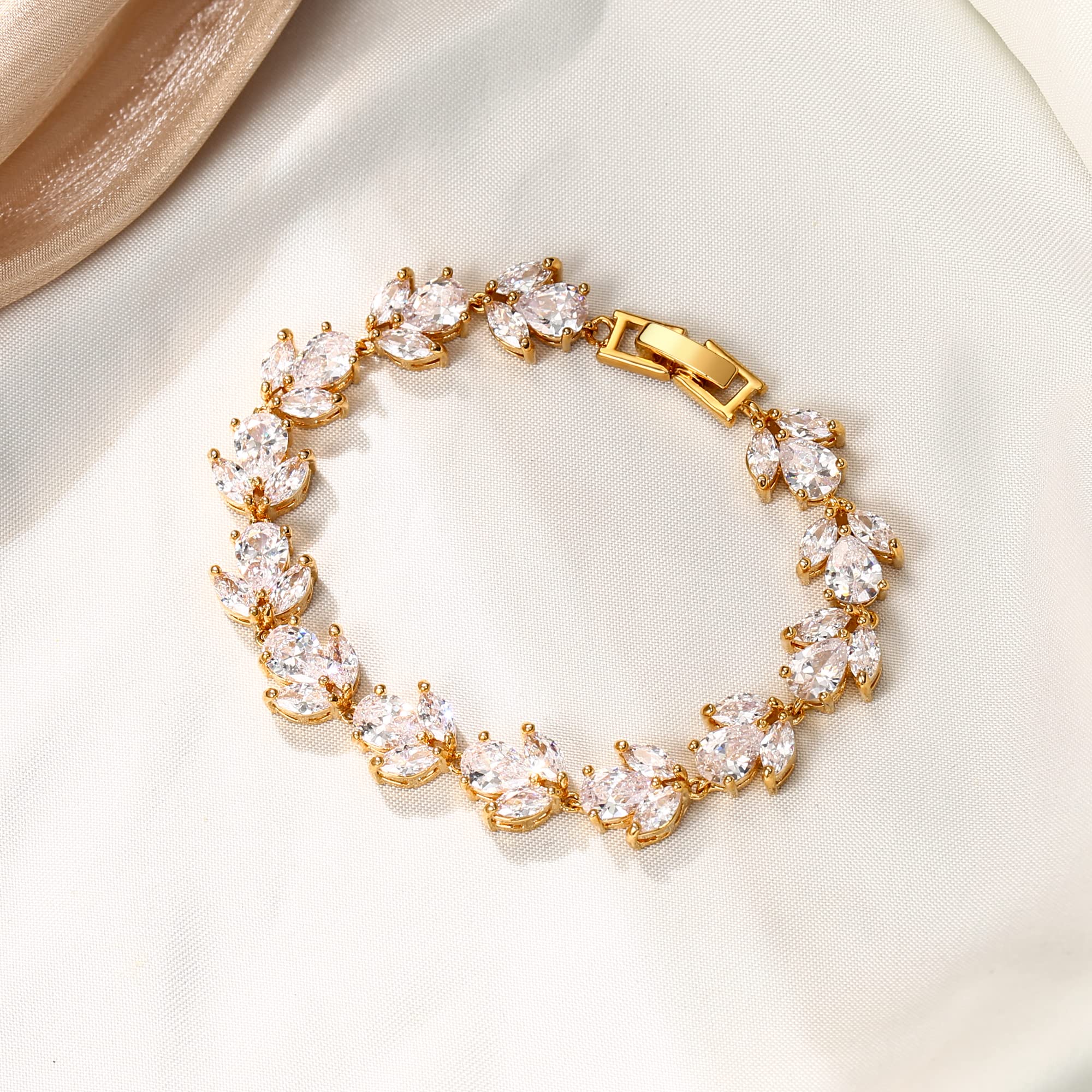 Elegant Marquise Teardrop Cubic Zirconia Tennis Bracelet - Silver/Gold/Rose Gold Plated Wedding & Prom Jewelry for Brides, Bridesmaids & Women | Perfect for Formal Events, Anniversaries & Special Occasion Gifts