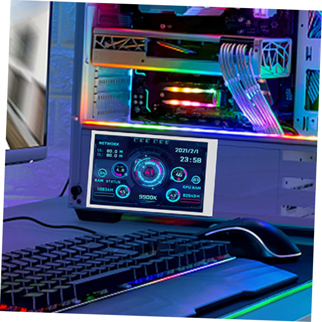 Uonlytech 3-Pack Secondary Monitor for PC - External GPU Enclosure, Mini Computer Display Case, HDD/CPU Data Monitor with Copper Cooling | Perfect for Gaming Rigs, Workstations & Network Monitoring
