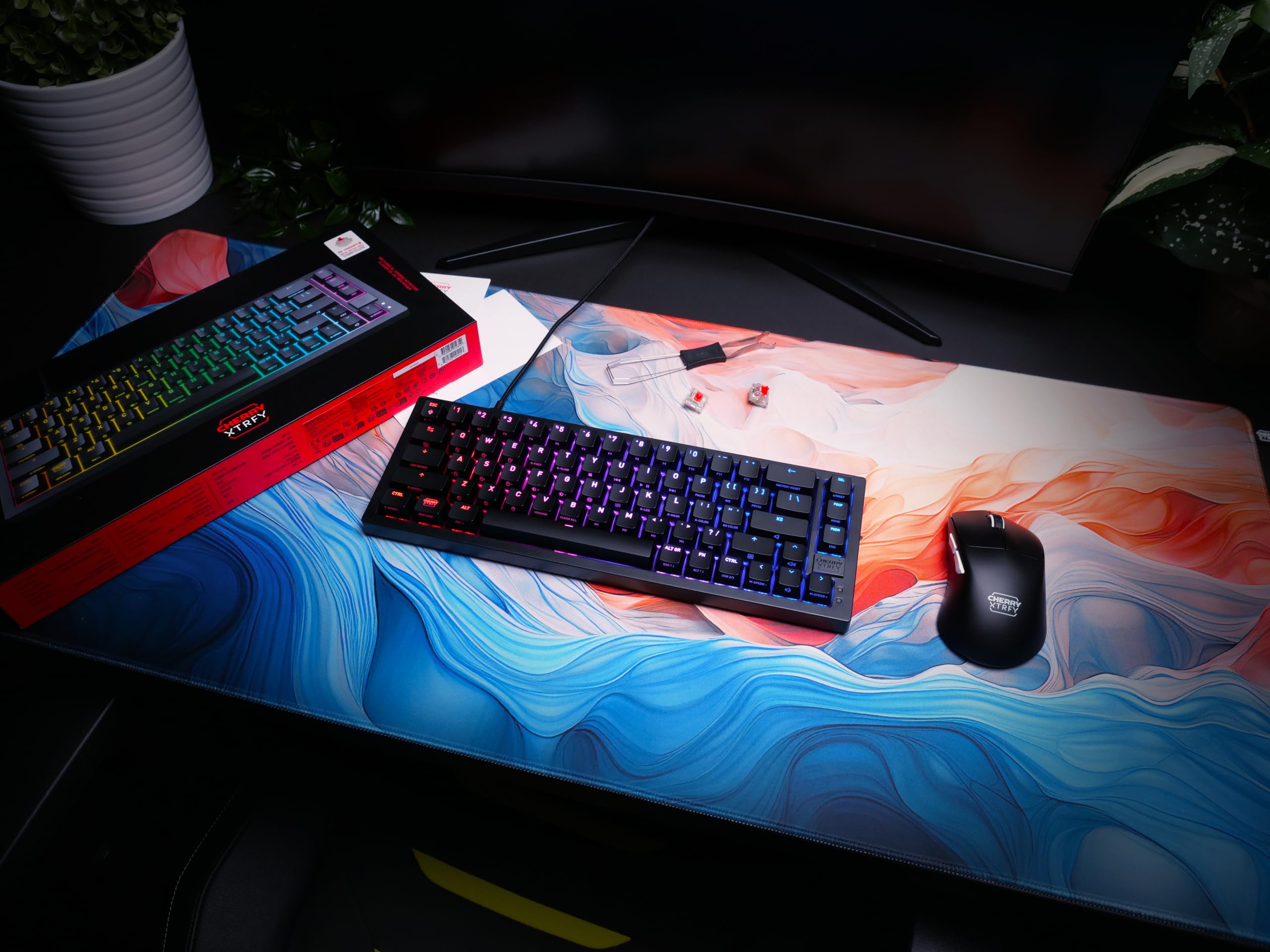 XTRFY K5V2 Compact 65% Mechanical Gaming Keyboard - UK Layout (QWERTY), Hot-Swap, Cherry MX2A Red Switches, Black - Perfect for Esports, FPS Gaming & Office Work