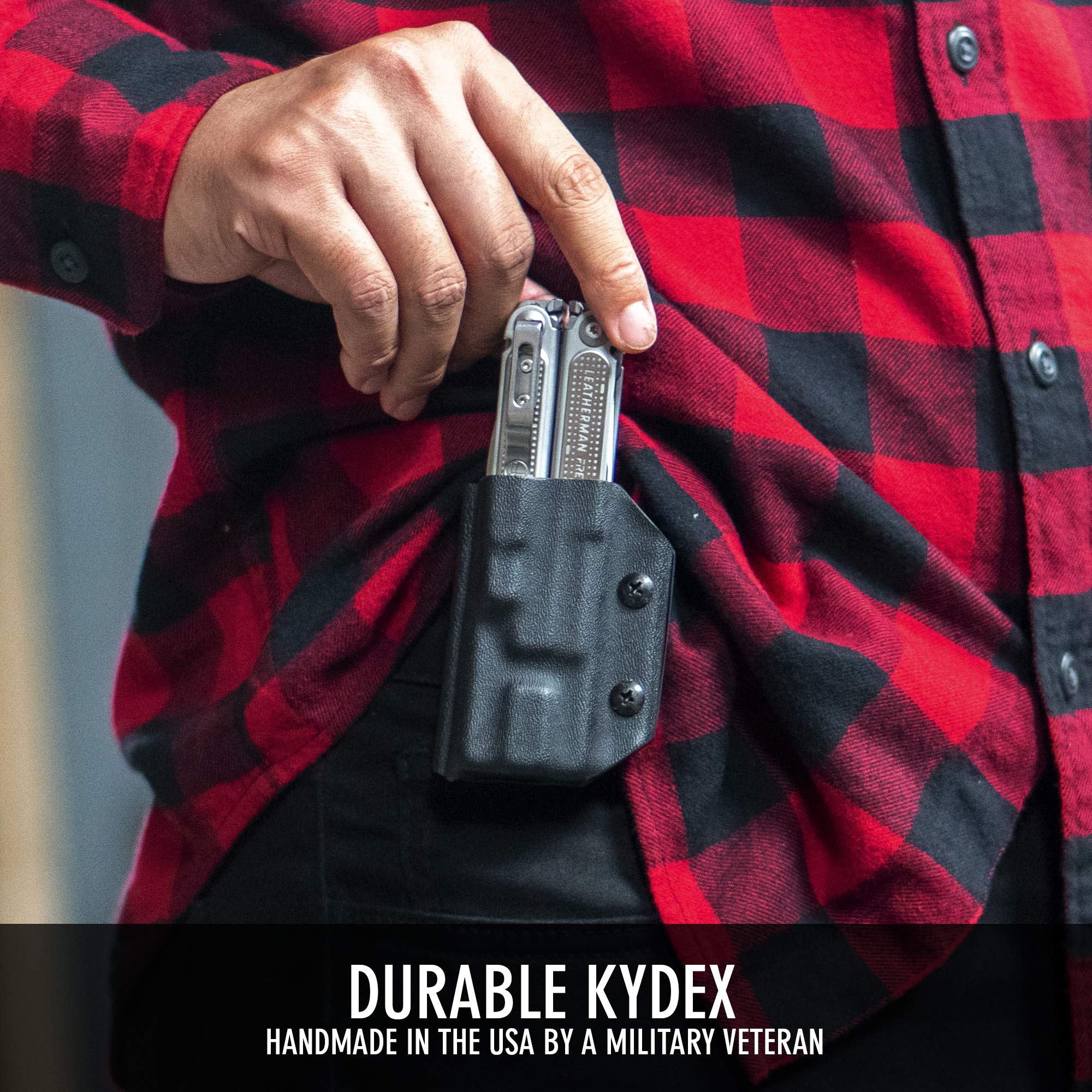 LEATHERMAN Free P4 Kydex Multitool Sheath - Clip & Carry EDC Holster Cover (Black) | Made in USA | Durable & Lightweight for Outdoor, Camping & Everyday Carry