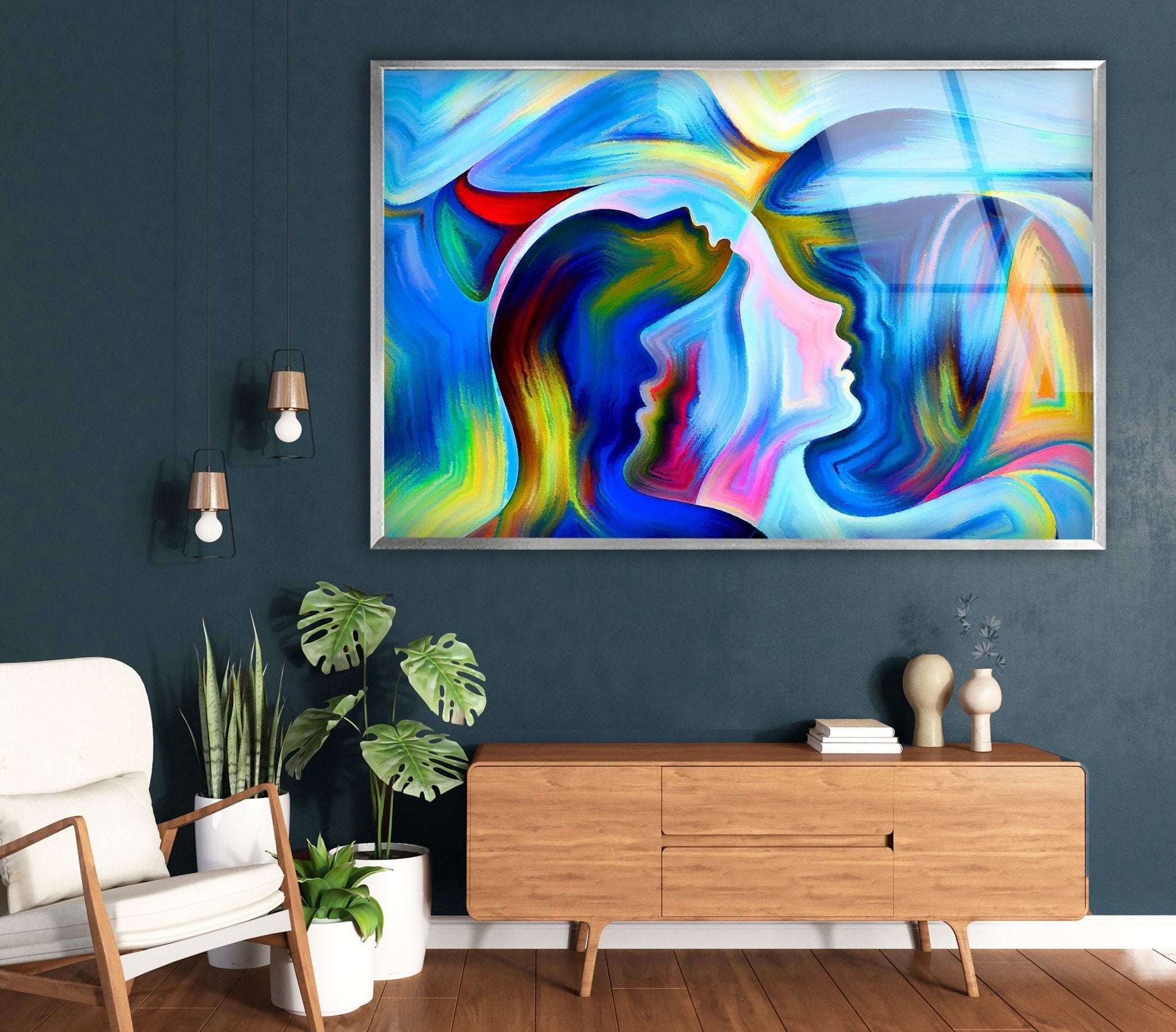 Abstract Woman Glass Wall Art - Modern Handmade Glass Painting for Home & Office Decor - Perfect for Living Room, Bedroom, or Office Wall Decor