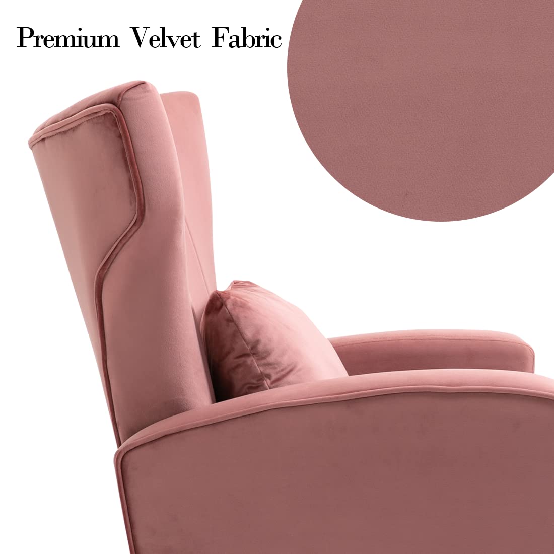 X-VOLSPORT Velvet Accent Chairs Set of 2 - Mid Century Modern High Back Living Room Chairs with Waist Pillow, Upholstered Armchairs with Gold Metal Legs for Bedroom, Club, Office & Lounge - Soft Pink Velvet Fabric for Cozy Home Decor