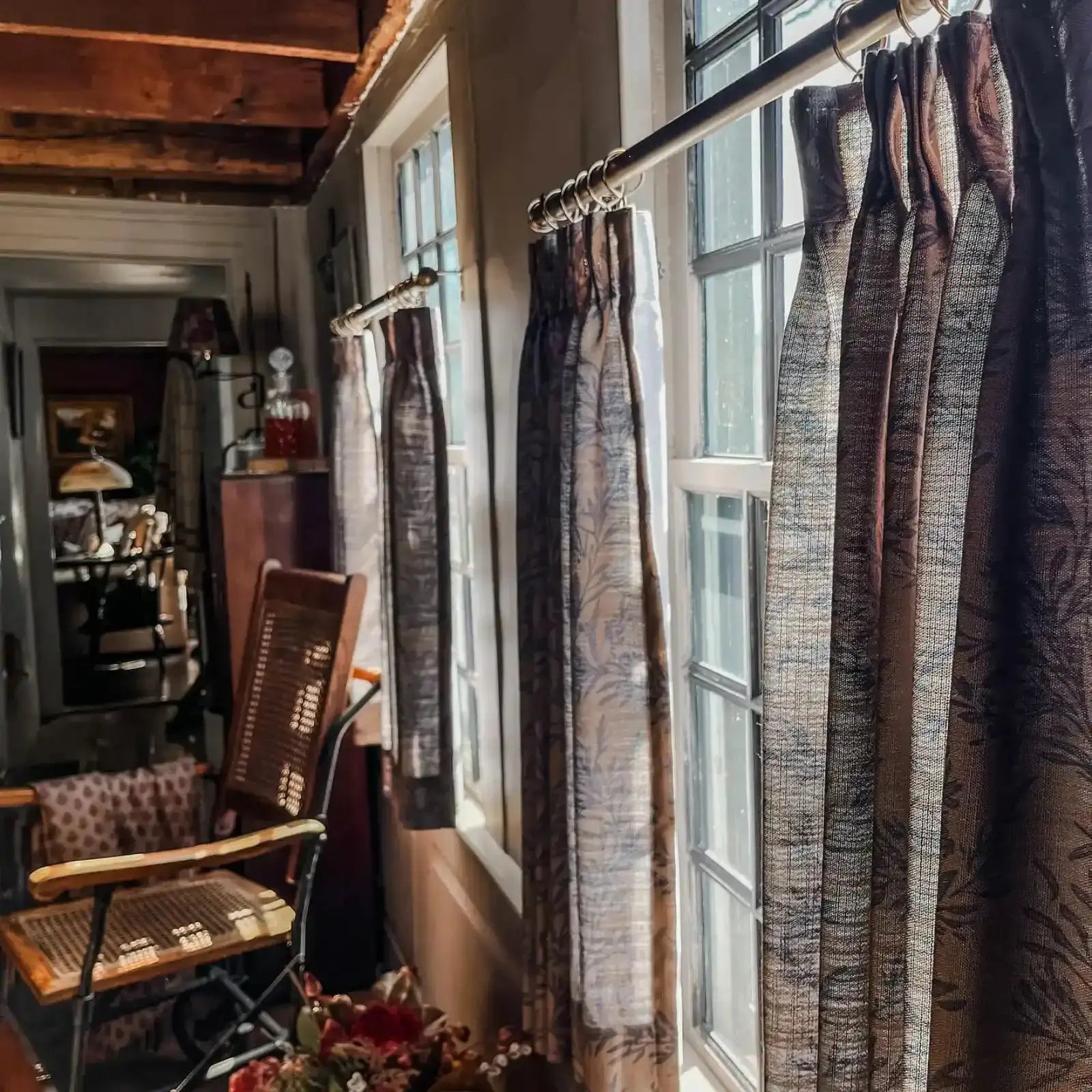 Elegant Sara Le Print Linen Pleated Cafe Curtains - Light Filtering Window Treatment for Kitchen, Dining Room & Bathroom
