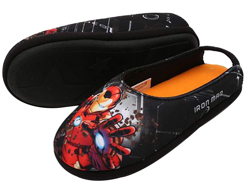 Iron Man Boys Slippers - Soft & Comfy Indoor House Shoes for Kids - Marvel Superhero Themed Black Slippers for Bedroom, Lounge & Playtime - Perfect Gift for Marvel Fans