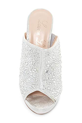 Elegant White Rhinestone Wedding Shoes for Bride - Crystal Bridal Mule Sandals Pumps - Perfect for Ceremony, Reception & Photoshoot