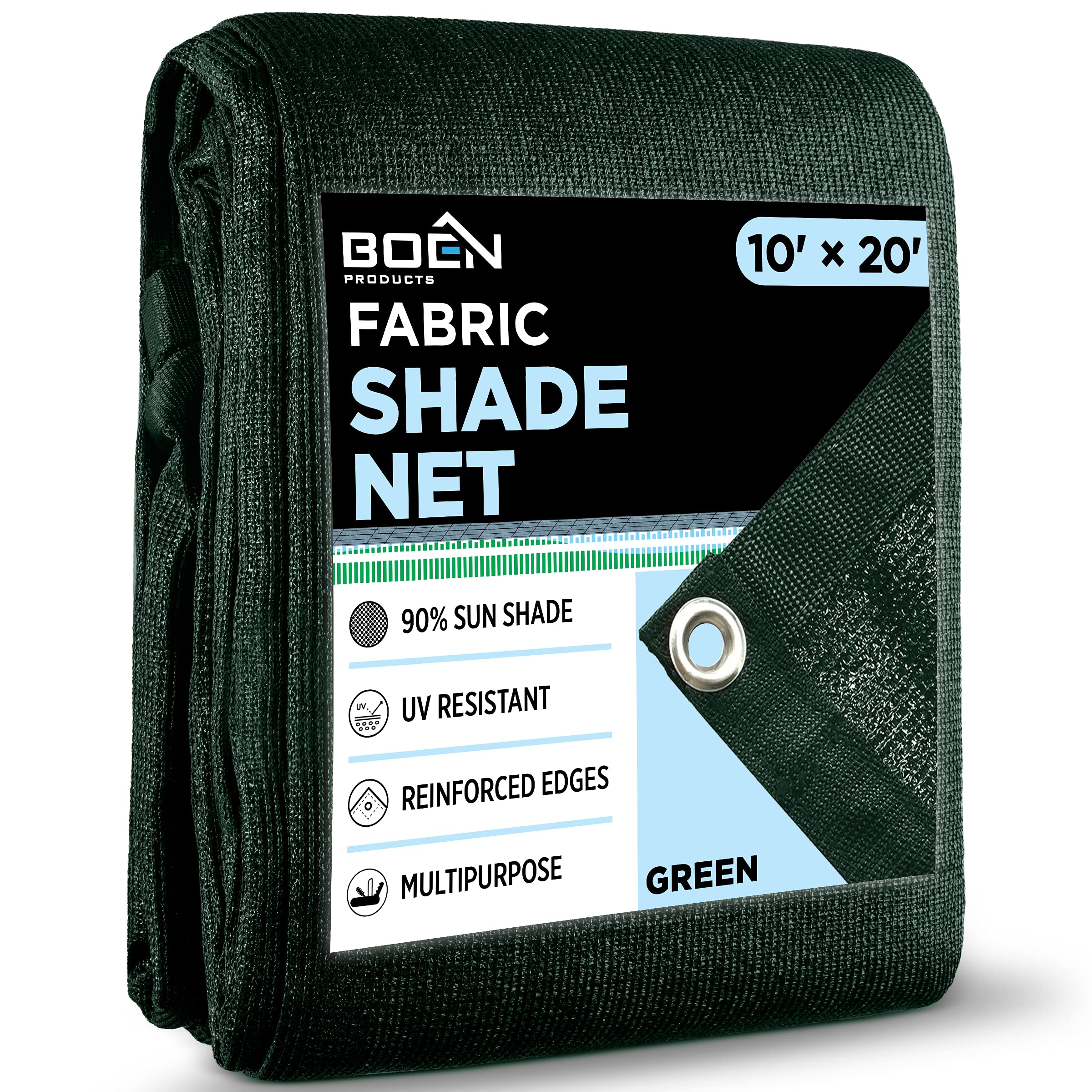 Premium 90% UV Block Shade Cloth Mesh Tarp with Reinforced Grommets - 10'x20' Green Sun Shade Cover for Greenhouse, Garden, Patio, Pool & Pet Protection - Durable Outdoor Sunscreen Fabric for Plants, Dogs & Backyard Shade Solutions