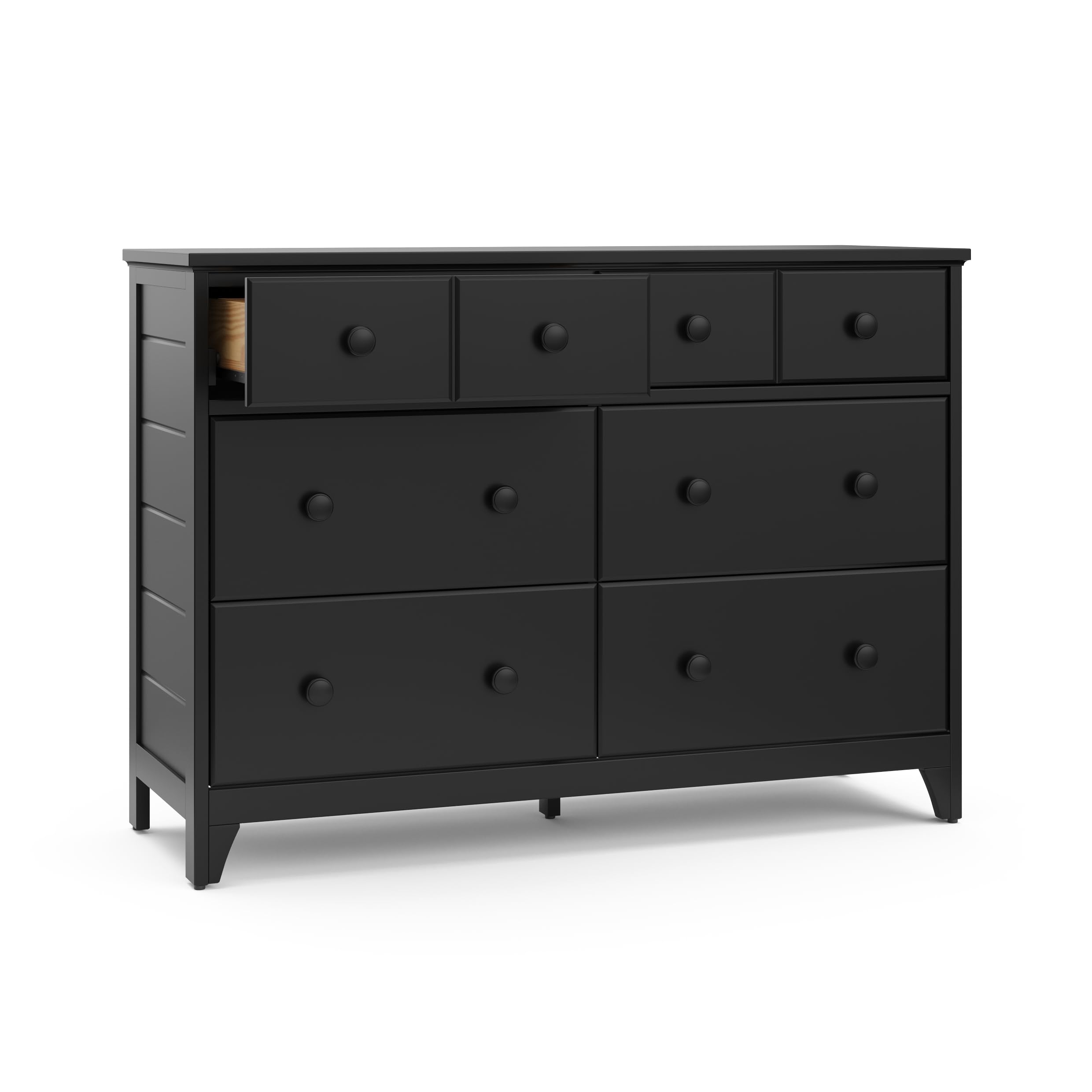 Storkcraft Moss 6-Drawer Double Dresser in Black - GREENGUARD Gold Certified Wooden Dresser for Nursery & Kids Room, 6-Drawer Storage Organizer, Chest of Drawers for Baby Clothes & Toys Organization