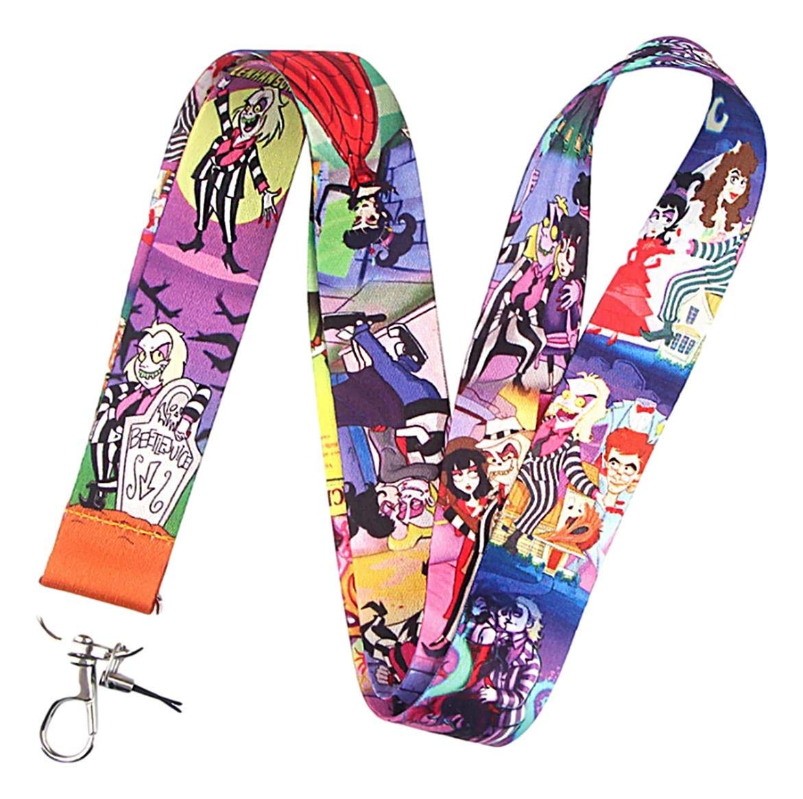 Beetlejuice Movie Purple ID Holder Lanyard Keychain - Perfect for Cosplay, Halloween Costumes, and Theme Park Accessories