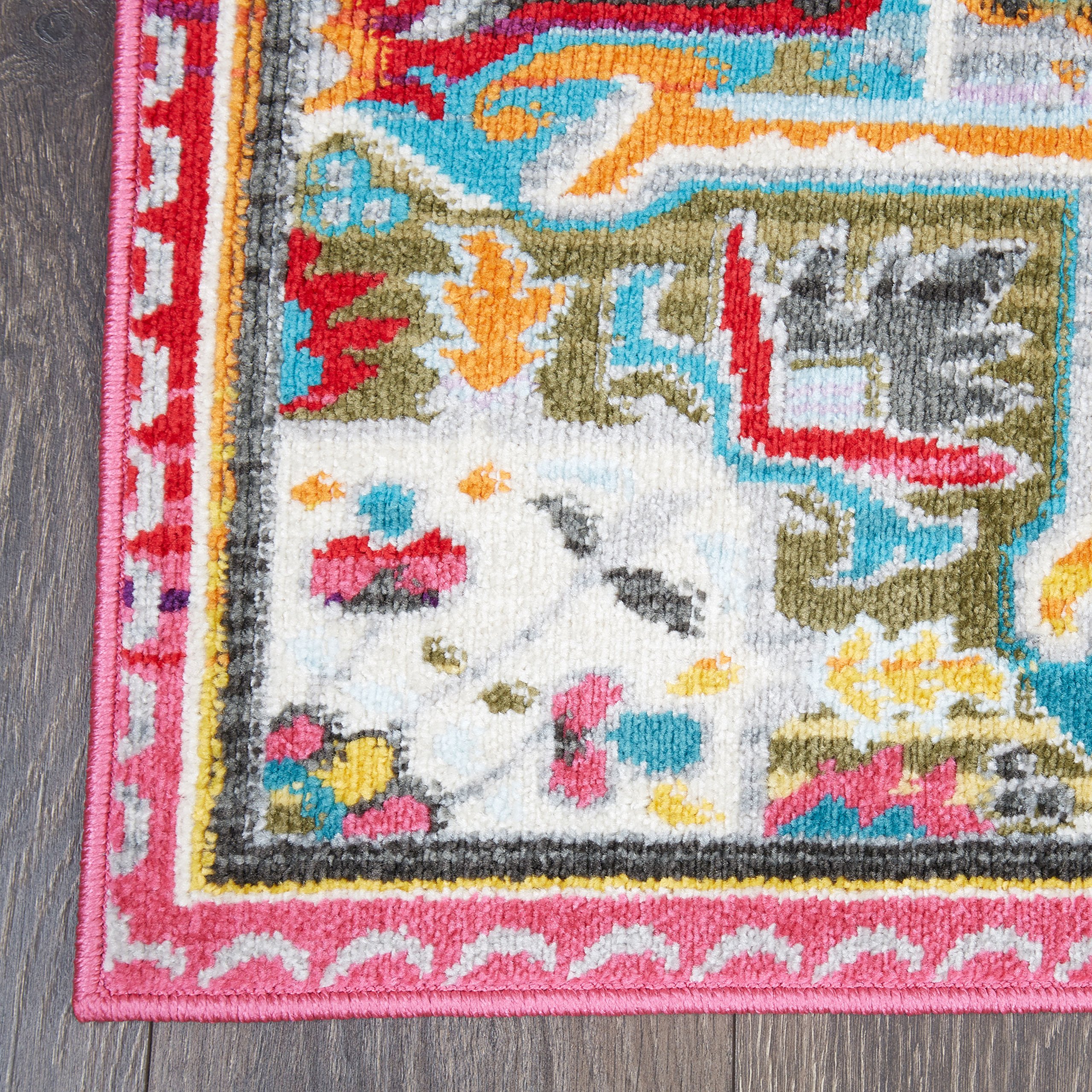 Home Dynamix Clearance Melody Tiana Modern Runner Rug 2'x8' - Blue Pink Ivory Striped Non-Slip Hallway Carpet for Living Room, Bedroom & Entryway