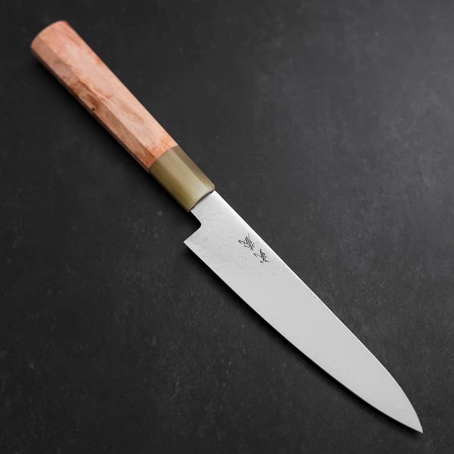 VG-10 Damascus Steel Petty Knife 150mm with Buffalo & Light Pink Maple Handle - Perfect for Slicing, Peeling & Precision Kitchen Tasks
