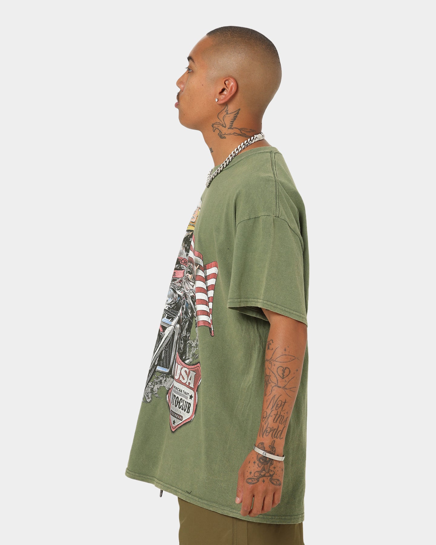 American Thrift Eagle Moto Club T-Shirt - Military Style Biker Tee for Men | Motorcycle Riding & Casual Outfit