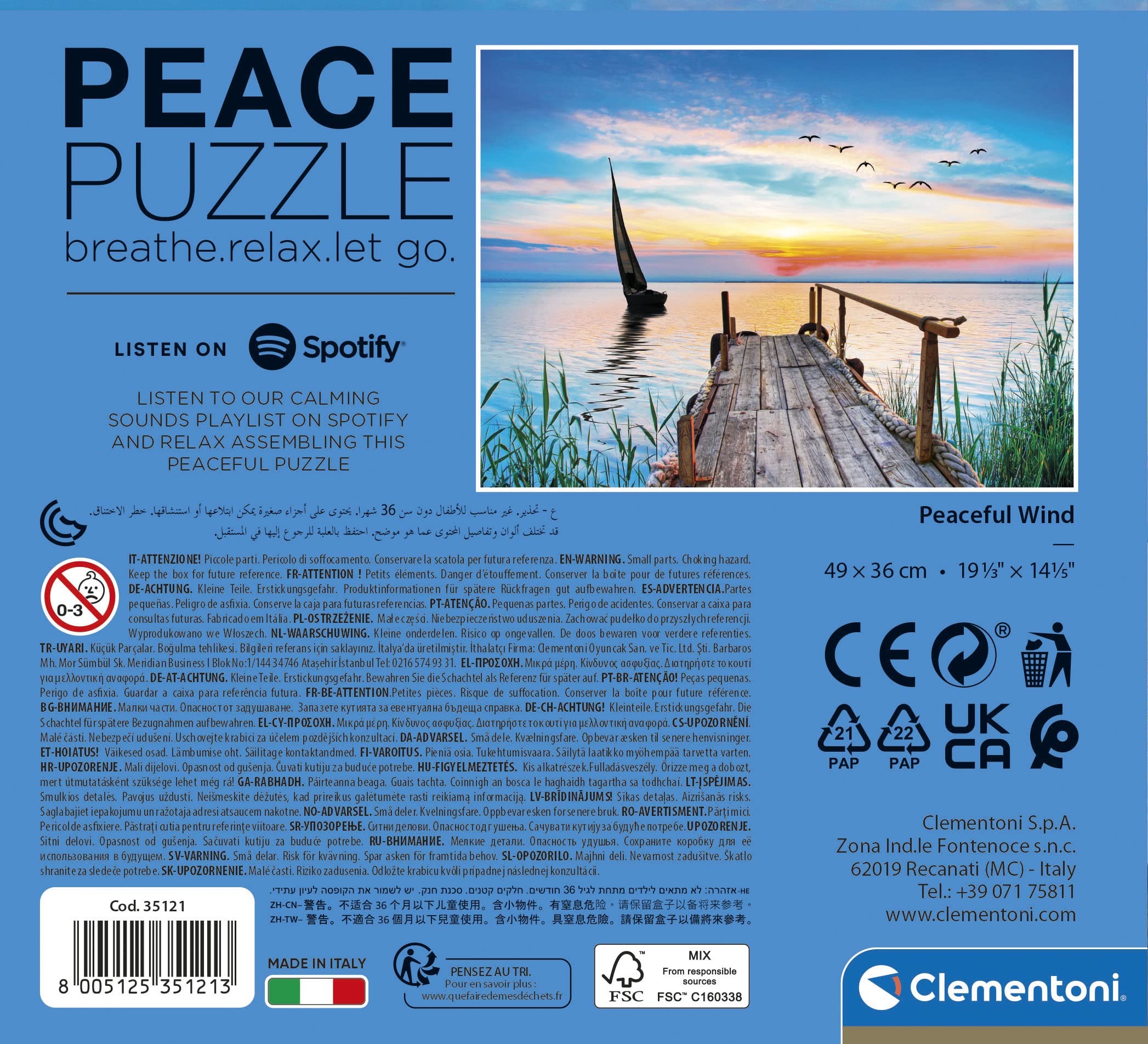Clementoni 500-Piece Mindfulness Puzzle - Peaceful Wind, Relaxing Adult Puzzle for Stress Relief & Meditation (35121) | Perfect for Home Decor, Gift Ideas & Family Bonding Activities