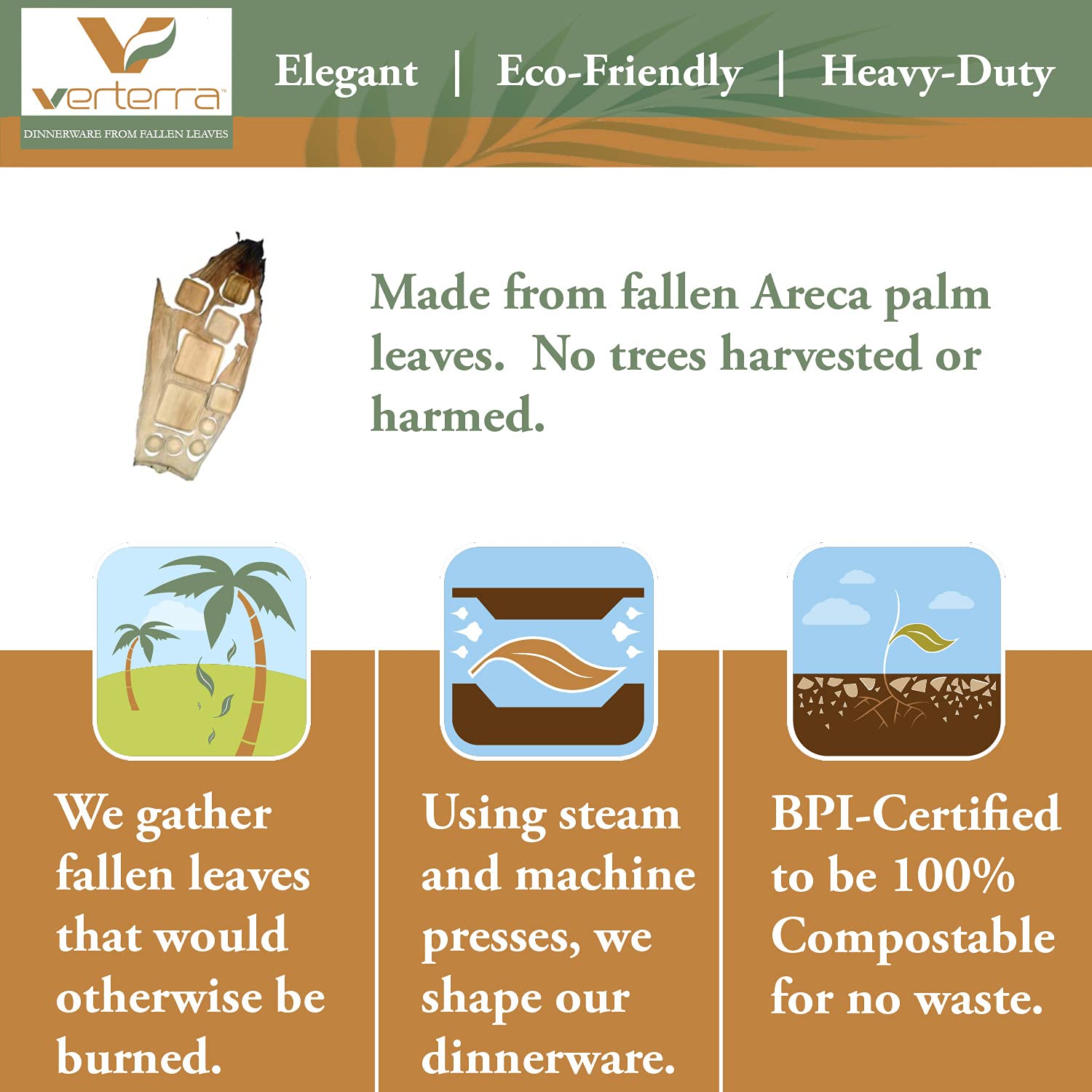 Eco-Friendly 6-Inch Square Compostable Palm Leaf Plates - Heavy Duty Disposable Dinnerware for Weddings, Parties & Events (300 Pack) | Sustainable Tableware for Outdoor Picnics, BBQs & Catering Services