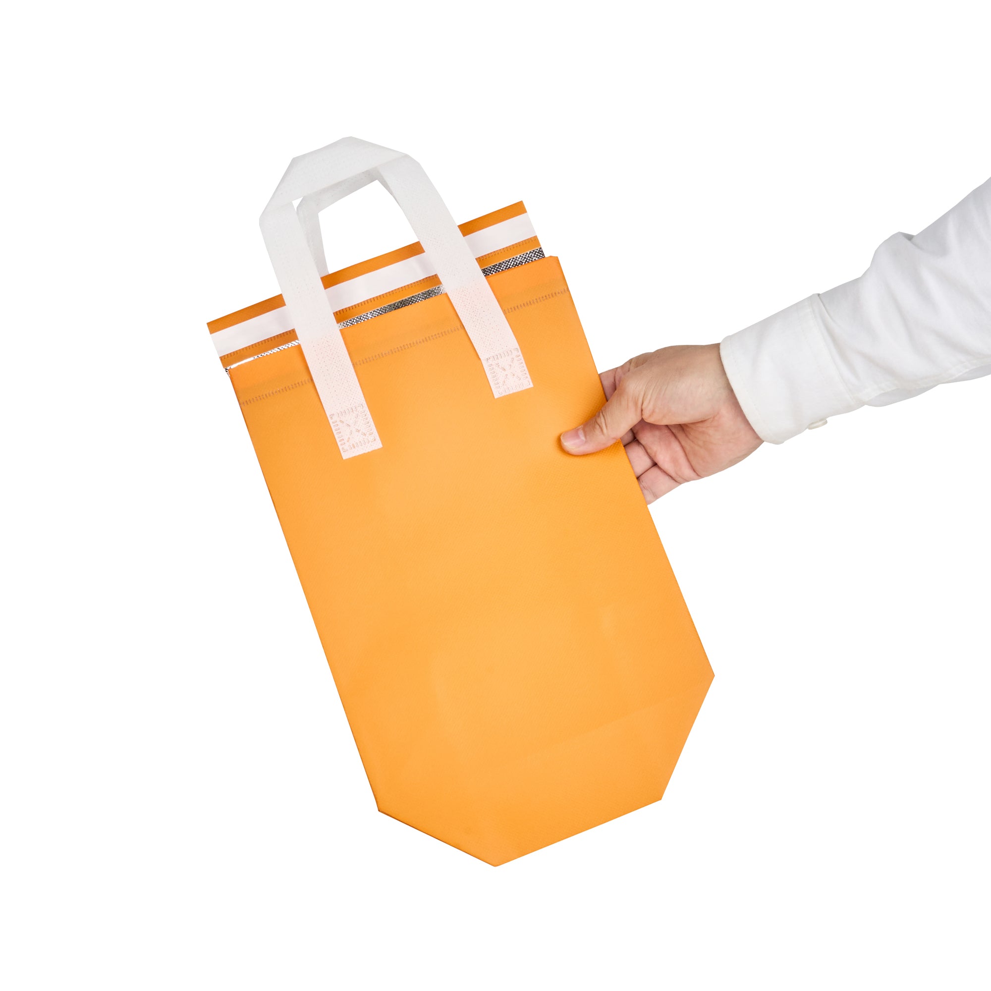 Orange Insulated Take Out Bags - Tamper Evident Food Delivery Bags (8.25