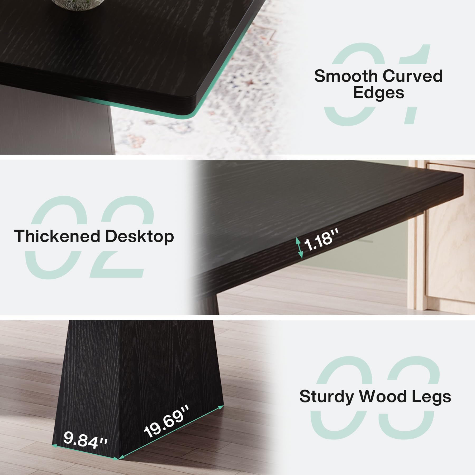 Tribesigns 63-Inch Executive Office Desk with Double Pedestal - Modern Large Computer Desk, Home Office Workstation & Conference Table - Black (Perfect for Remote Work, Business Meetings & Study Spaces)