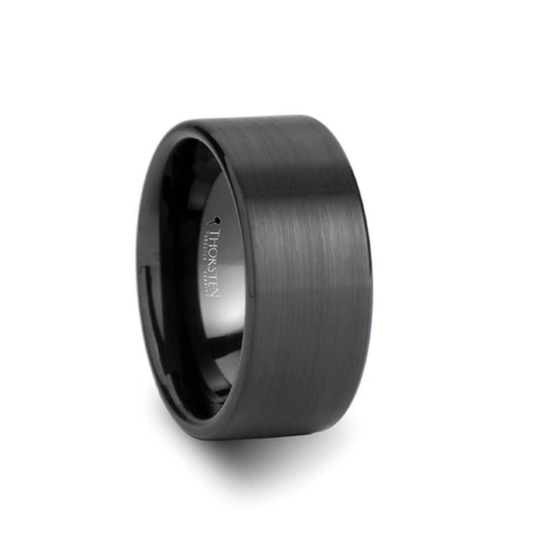 SAN ANTONIO 10mm Wide Flat Black Brushed Tungsten Wedding Band for Men - Durable & Scratch-Resistant Ring for Engagement, Anniversary & Everyday Wear