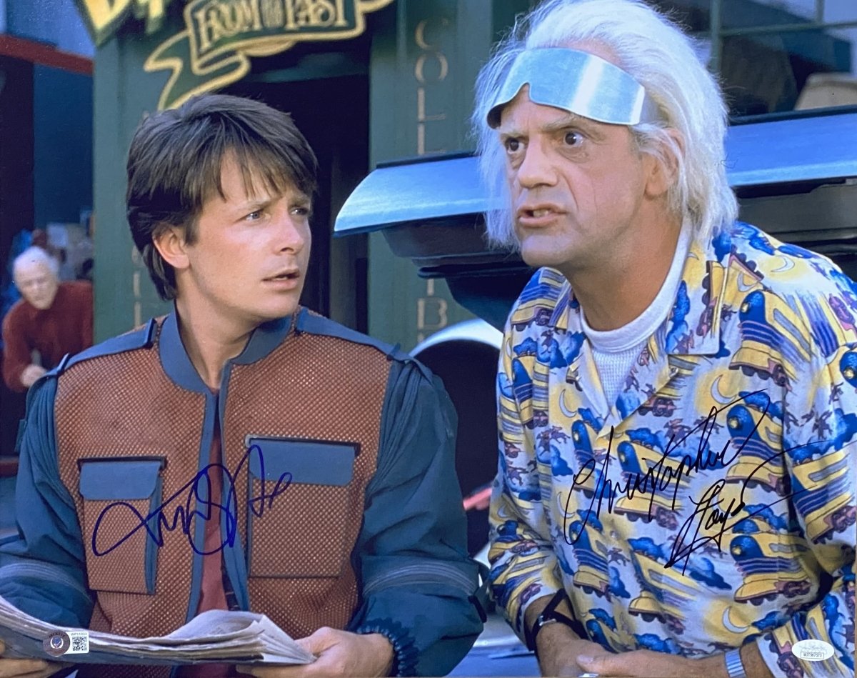 Authentic Michael J. Fox & Christopher Lloyd Signed 16x20 Back to the Future II Photo - JSA & BAS Certified - Perfect for Movie Memorabilia Collectors & Home Theater Decor