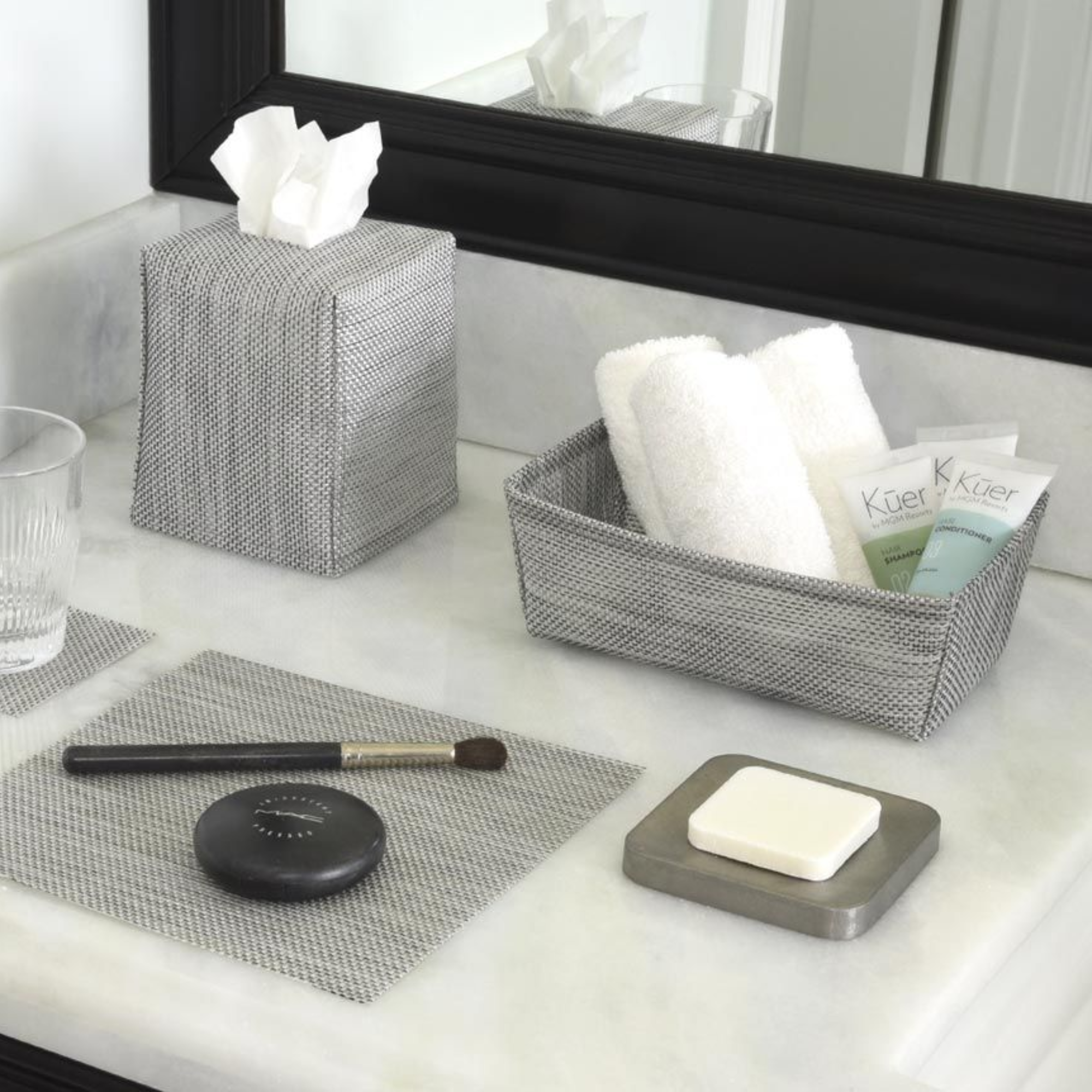 FOH Metroweave Storage Basket Set of 6, 8.5 x 5 Inches, Natural Woven Organizer for Home, Office, Nursery & Bathroom Organization