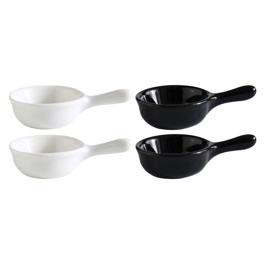 Japanese Style Ceramic Plate Holder - 4Pcs Ergonomic Handle Dish for Snacks & Seasoning - Kitchen & Dining Use
