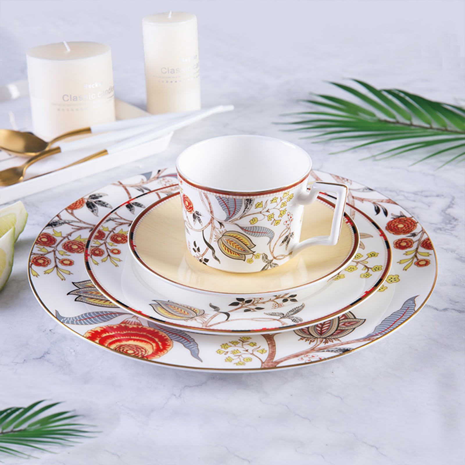 24-Piece Dinnerware Set - Scratch-Resistant Round Plates, Bowls & Cups - Microwave, Oven & Dishwasher Safe for Everyday Dining & Entertaining