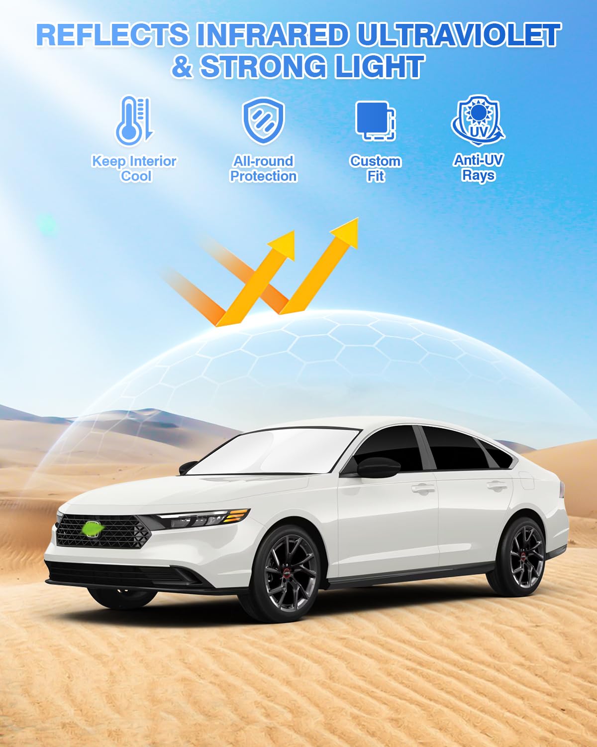 2023-2025 Honda Accord Sunshades Set - 8PCS Windshield & Window Sun Shades for UV Protection & Privacy, Keep Your Car Cool - Perfect for Summer Parking & Road Trips