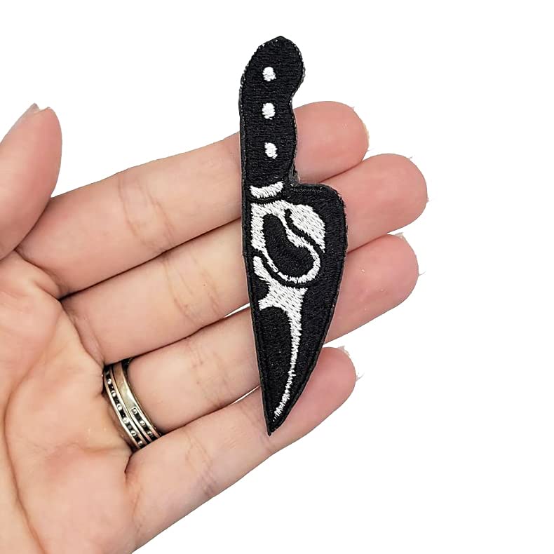Ellen & Eli Scary Knife Horror Iron On Patch - USA Made Halloween Costume Accessory for Jackets, Bags & DIY Crafts