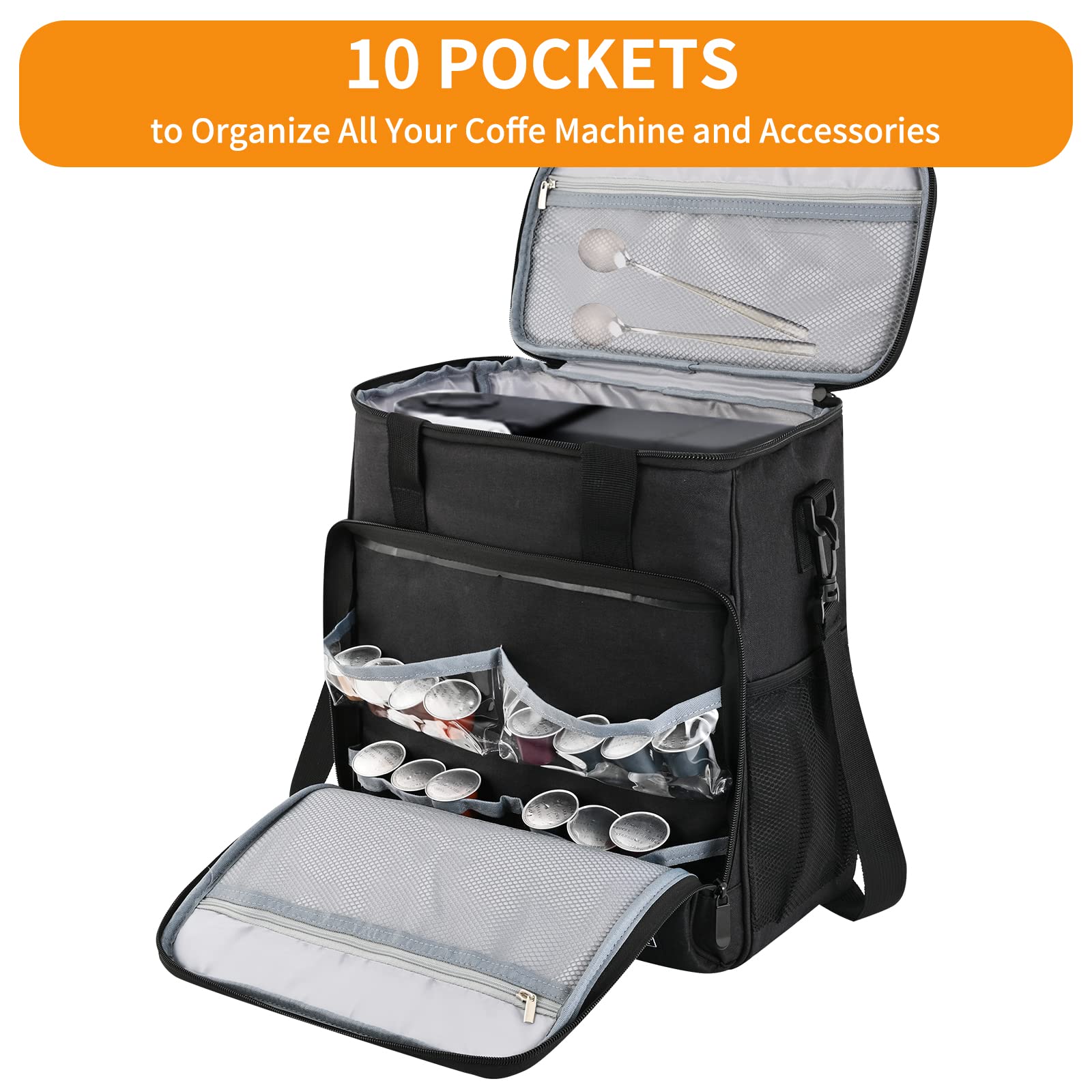 Portable Travel Coffee Maker Carrying Bag for Keurig K-Mini & K-Mini Plus - Compact Single Serve Coffee Machine Storage Case with Adjustable Shoulder Strap (Patented Design) - Perfect for Camping, Office & Road Trips
