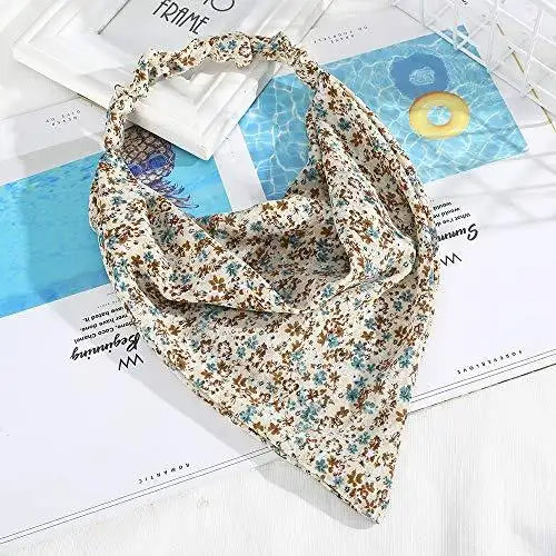 Floral Elastic Hair Kerchief Scarf Set of 3 - Stylish Headbands for Women, Girls | Perfect for Summer, Beach, Yoga, and Outdoor Activities