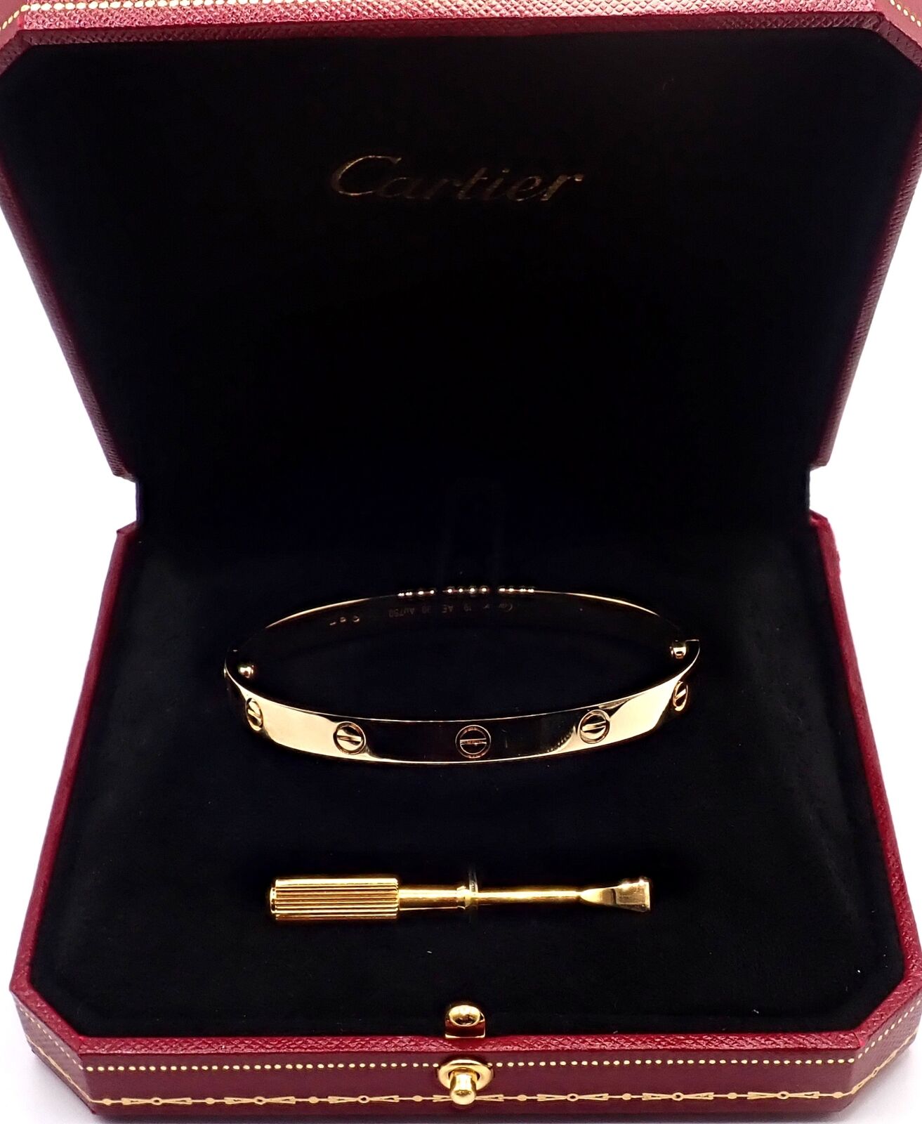 Authentic Cartier 18K Yellow Gold Love Bangle Bracelet - Size 19 - Luxury Jewelry Gift for Women - Perfect for Anniversaries, Weddings & Special Occasions
