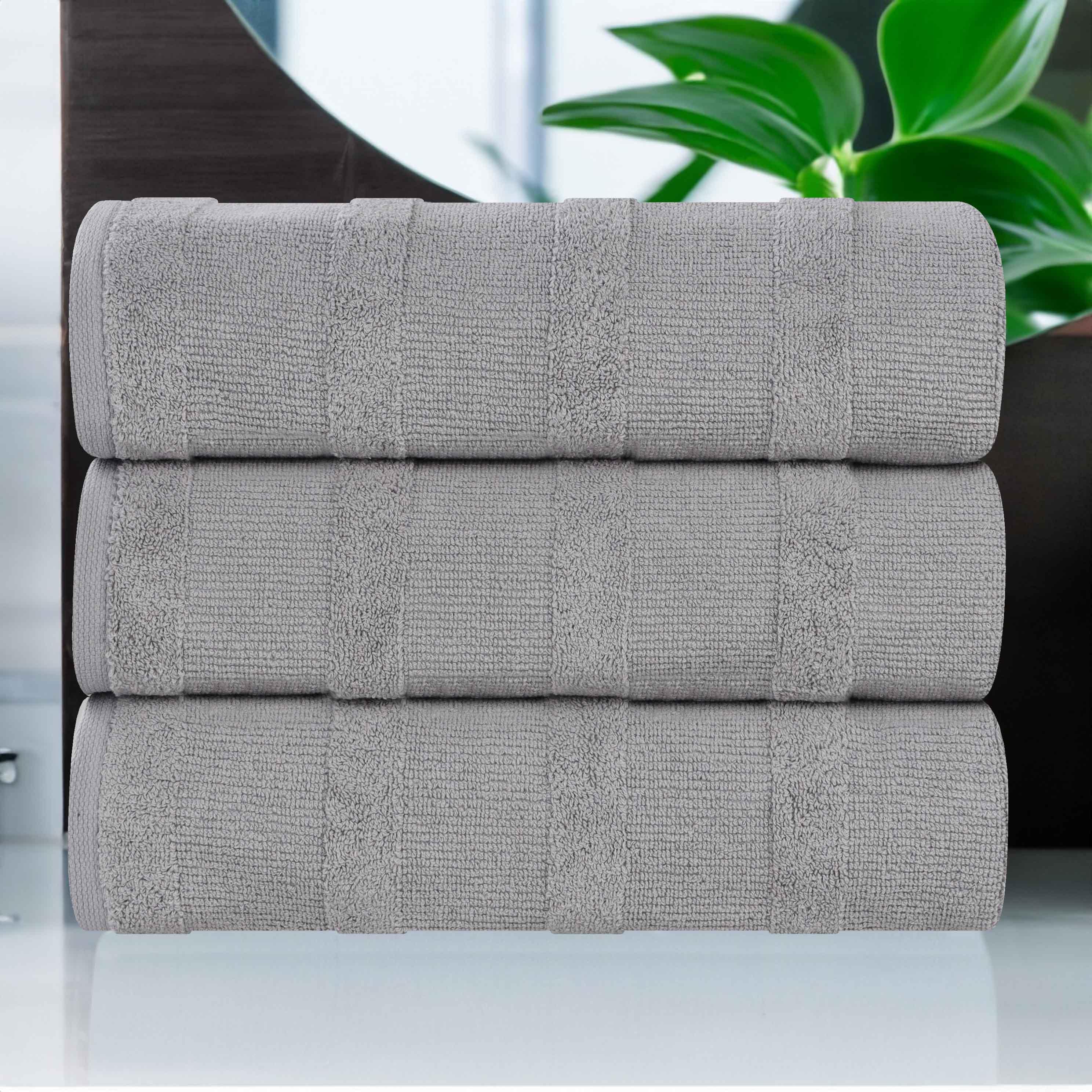Premium Roma Cotton Ribbed Textured Bath Towels Set of 3 - Ultra Soft & Absorbent Luxury Towels for Spa, Bathroom & Beach Use