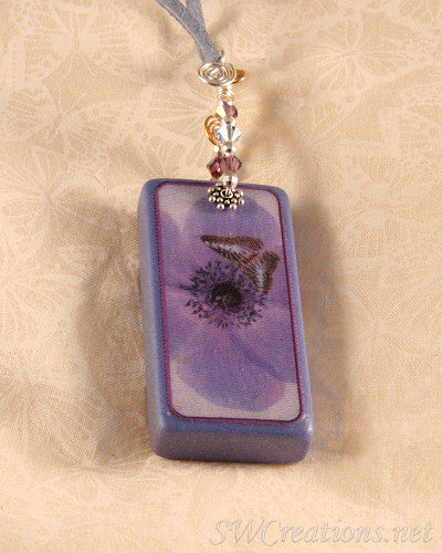 Fleur Lavender Dreams Butterfly Domino Pendant Necklace - Elegant Purple Floral Jewelry for Women - Perfect for Weddings, Date Nights & Special Occasions