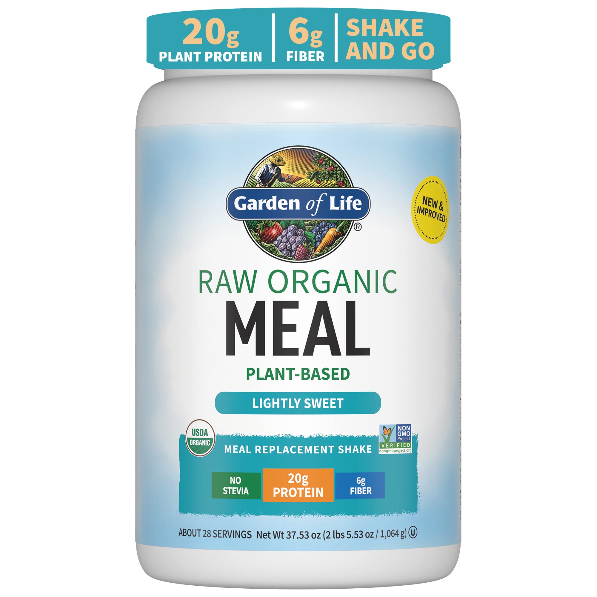 Garden of Life Vegan Protein Powder - Organic Plant-Based Meal Replacement Shake with Pea Protein, Sprouts, Greens & Probiotics | Dairy-Free, Lightly Sweetened | 28 Servings for Post-Workout Recovery & Healthy Weight Management