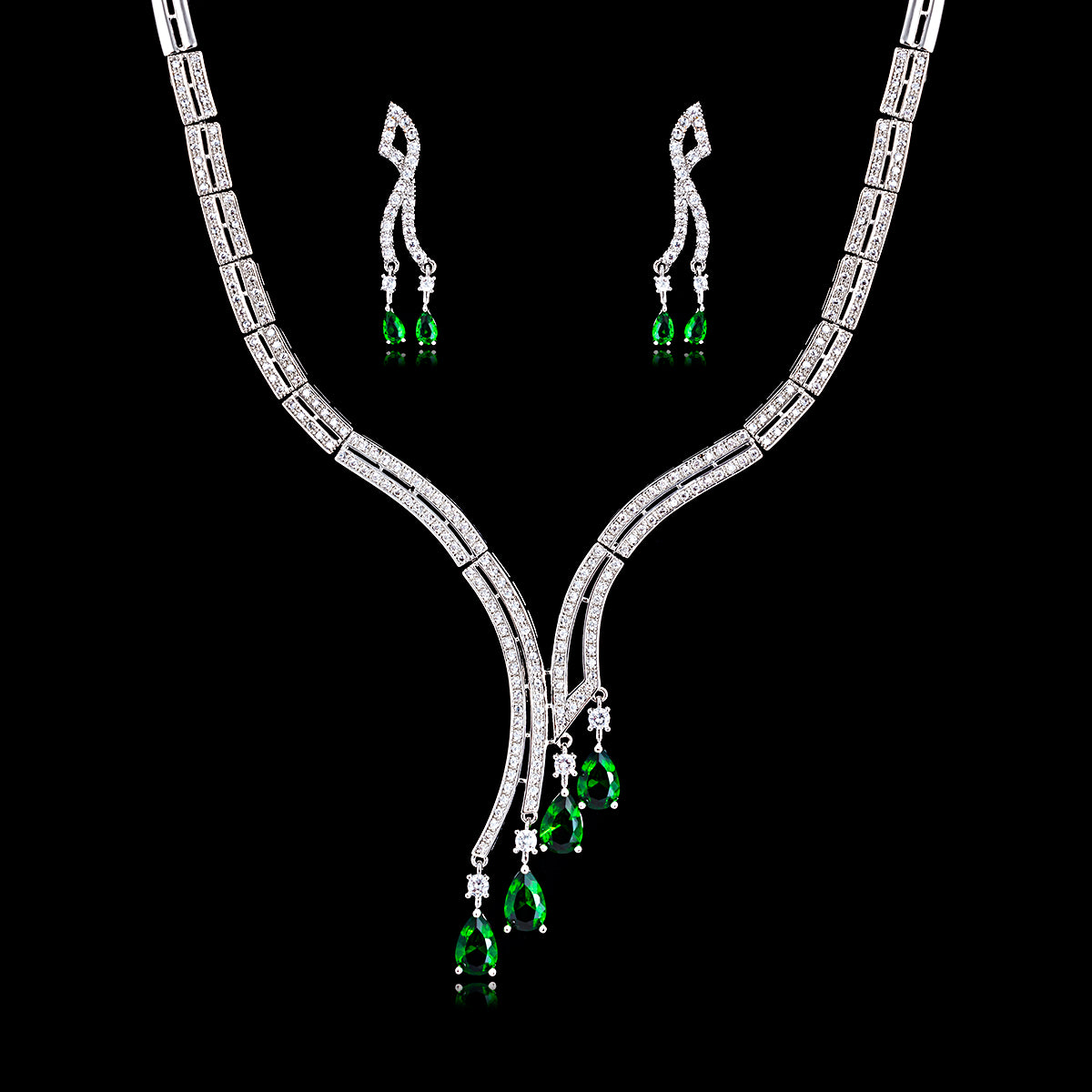 Elegant Cubic Zirconia Bridal Jewelry Set - Necklace & Earrings for Wedding, Engagement & Special Occasions | CN10167