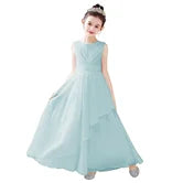 2024 Elegant Chiffon Flower Girl Dress for Weddings | First Communion Gown | Junior Bridesmaid Outfit | Perfect for Church Ceremonies, Birthday Parties & Special Occasions