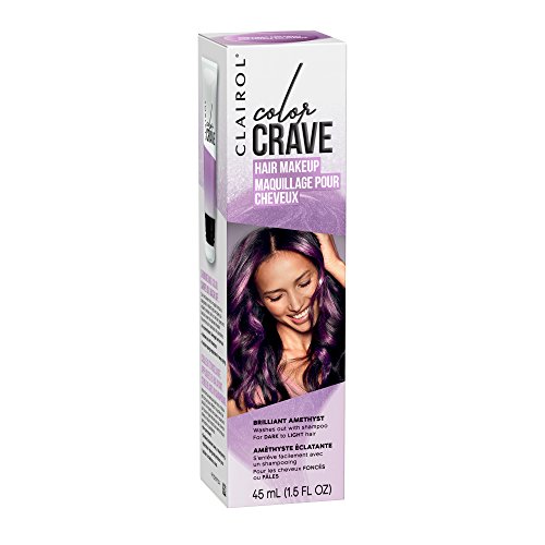 Clairol Color Crave Temporary Hair Color Makeup - Brilliant Amethyst Hair Dye for Vibrant Purple Highlights (1 Count) | Perfect for Halloween, Cosplay & Bold Everyday Looks