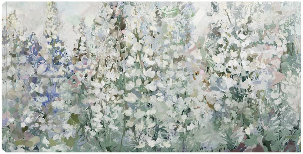 Belles Fleurs Floral Canvas Wall Art - 40x21 Inch Hand Painted Flower Painting for Bathroom & Living Room Decor - Elegant Home Office Wall Decor Gift Idea
