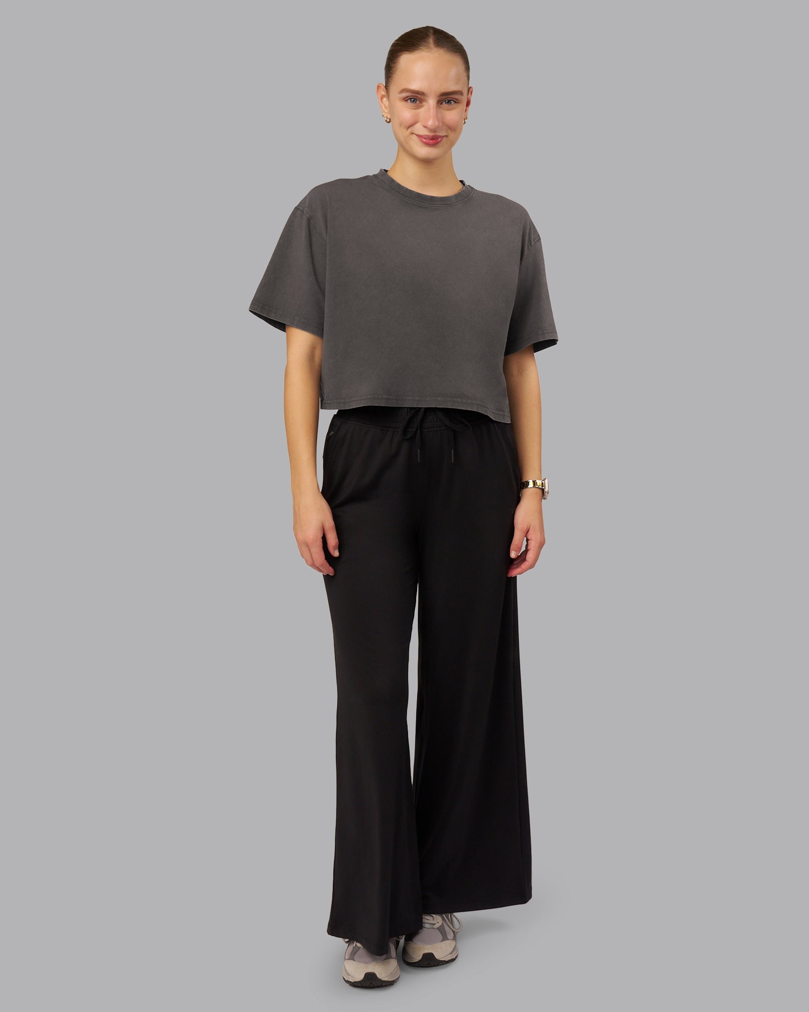 Heart Washed FLX Cotton Cropped Tee - Washed Dark Storm Violet Ray - Casual Streetwear & Summer Outfits