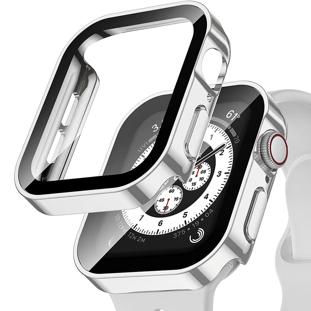 Premium Tempered Glass Case for Apple Watch Series 8/7/6/SE - Slim Protective Cover with Stylish Design for Everyday Wear & Workout Protection